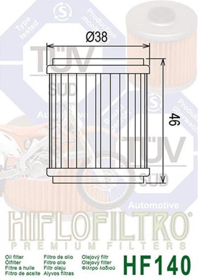 Filtre à huile Hiflofiltro pour Quad Yamaha 450 YFZ R INJECTION 2010 à 2019 Neuf