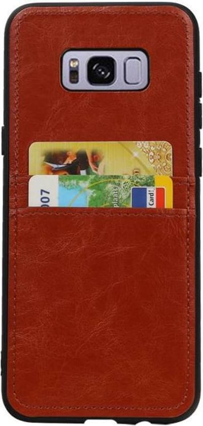 Bruin Back Cover 2 Pasjes Hoesje voor Samsung Galaxy S8 Plus