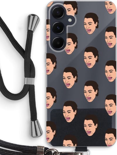 Case Company® - Hoesje met koord geschikt voor Samsung Galaxy A55 hoesje met Koord - Ugly Cry Call - Telefoonhoesje met Zwart Koord - Bescherming aan alle Kanten en Over de Schermrand