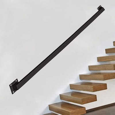 Trapleuning Smeedijzer - Muursteun Reling - Veiligheid Buiten - Antiroest Coating - 250cm - Zwart
