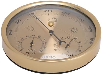 Analoge Barometer - Weerstation Analoog - Met Thermometer Hygrometer - 3-in-1 Weerstation voor Binnen en Buiten - Voor Gemakkelijk Lezen - Ø 13 cm - Barometer Thermometer Hygrometer