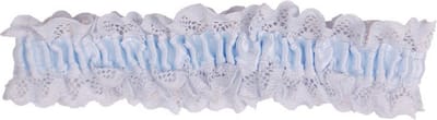Kousenband grote maat - bruid blauw met kant