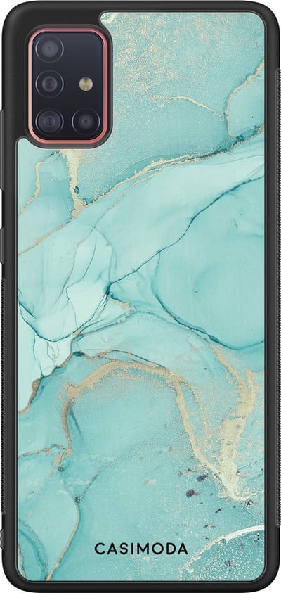 Casimoda® hoesje - Geschikt voor Samsung Galaxy A51 - Marmer mint groen - Zwart TPU Backcover - Marmer - Mint