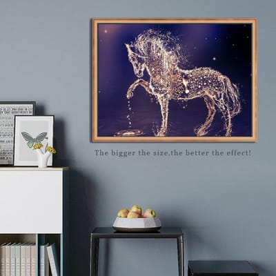 Diamant Schilderij Kruissteek Water Gemaakt Paard Dieren Afbeeldingen van Strass Steentjes Borduurwerk 20X30CM gray