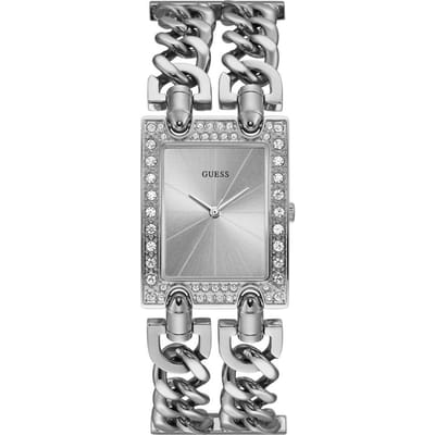 GUESS Mod Heavy Metal Zilver Metaal Dames Quartz Horloge W1121L1 zilver