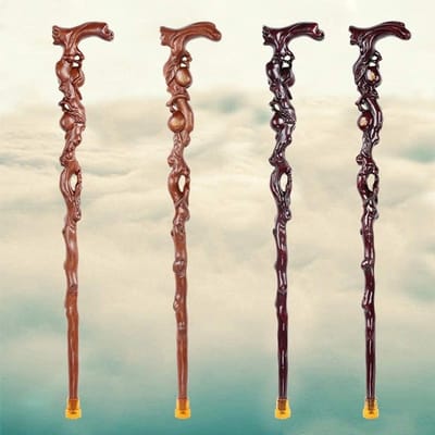 Houten Wandelstok - Steun Kruk - Ondersteuning Buiten - Ergonomische Handgreep - 94 cm - Houtkleur