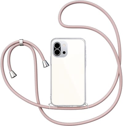 Hoesje met Koord geschikt voor OnePlus 13T / 13S / 13 Mini - Back Cover Siliconen Case Transparant Hoes Roségoud