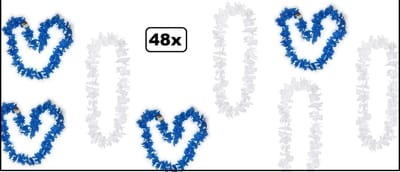 48x Hawai kransen blauw en wit  - hawai krans hawaii slinger Oktoberfest trouwen liefde feest apres ski thema feest pride