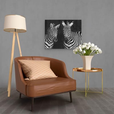 Artaza Canvas Schilderij Zebra - 50x40 cm - Wanddecoratie Afrika - Muurdecoratie Woonkamer - Kamer Accessoires