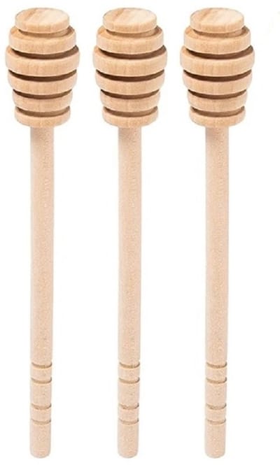 Honinglepel - honingdraaier - 3 stuks - hout - 16 cm lang