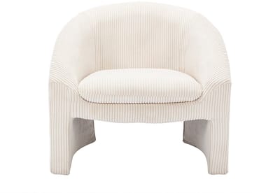 Vente-unique Fauteuil in gebroken wit ribfluweel OSSANA