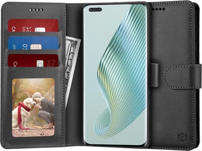 Hoesje geschikt voor HONOR Magic5 Pro - Techsuit Diary Book Wallet Case - Zwart