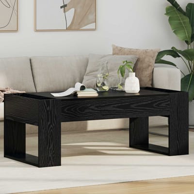 vidaXL - Salontafel - Zwart - Eiken - 110 - x - 50 - x - 41 - cm - Bewerkt - hout