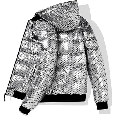 Glanzend katoenen jack voor heren in Amerikaanse stijl met volledige print, dikke, warme, losse, afneembare capuchon en dubbelzijdige katoenen jas. 4XL gray