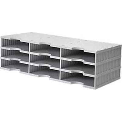 styro® sorteerstation styrodoc Standaard, C4, 3 etages/3 rijen/9 vakken, grijs/grijs