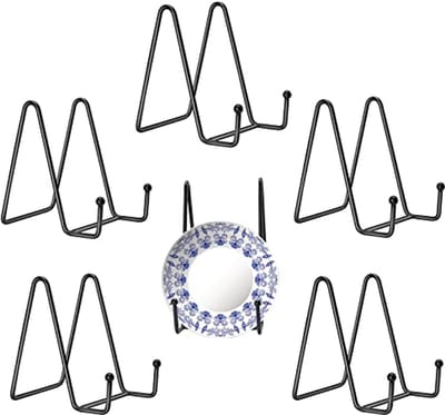 Kruodop 5 Pack Plate Stands voor Display, 7,5 cm Plaathouder Display Stand, Metalen Frame Houder Stands voor Boek, Foto's, Foto Ezel, Tafelblad Art