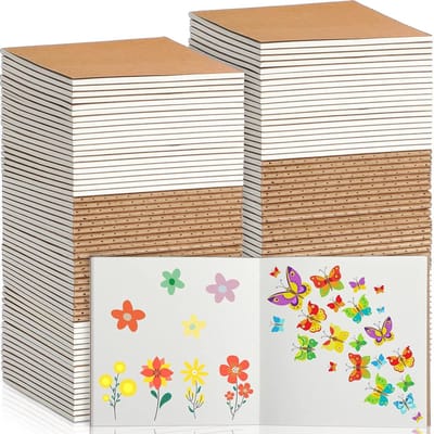 Mini Notitieboekjes - Kleine Dagboeken - Tekenen en Schrijven - Kraftpapier Omslag - 10 x 10 cm - Beige