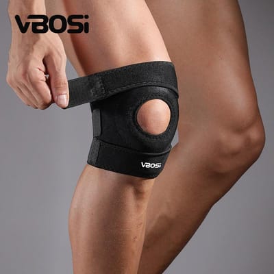 Genouillère réglable avec design ouvert pour la rotule pour le soulagement de la douleur et la protection des articulations one size noir