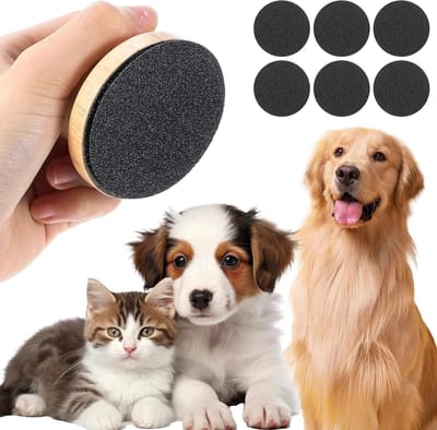 Houten hondennagelvijl met 6 verwisselbare schijven voor veilige en gemakkelijke nagelverzorging, ideaal voor gezonde klauwen en krabplank voor honden en katten