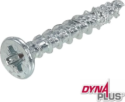 Dynaplus - Unischroef - POZI platkop - Pozidrive1 - 3 x 25 mm - Verzinkt - Voldraad (200 stuks)