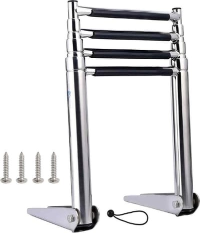 Luxe Zwemtrap – Boot – Zwemladder – Zwembad Trap – Boot Trap – Telescopisch Design – 4 Treden – Antislip – Roestvrij Staal