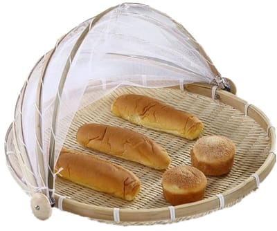 Dailygoods- Opbergmand rond 30 cm - Bamboe - Lichtgewicht - Trekkoordsluiting - Rustiek - Voor buitengebruik - Opbergmandje