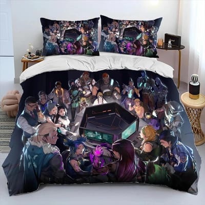 3D VALORANT Game Gamer Cartoon Dekbedovertrek Beddengoedset, Dekbedovertrek Bedset Dekbedovertrek Kussensloop, King Queen Maat Beddengoedset Jongens 70x133cm 2pcs