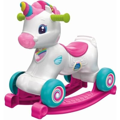 Licorne a bascule et a roues - Clementoni - Rose - Capteur de caresse et détecteur de mouvement