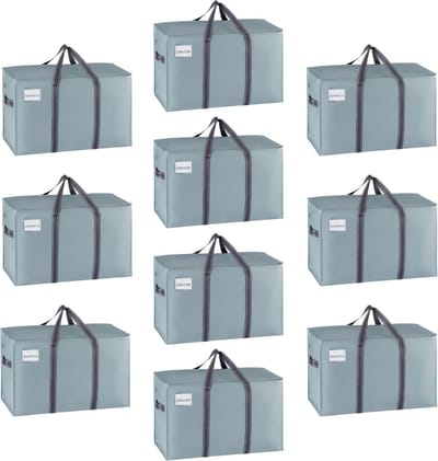 Verhuiszakken - Opbergbakken - Spullen Verhuizen - Waterbestendig Materiaal - 10 Pack 102 Liter - Lichtblauw