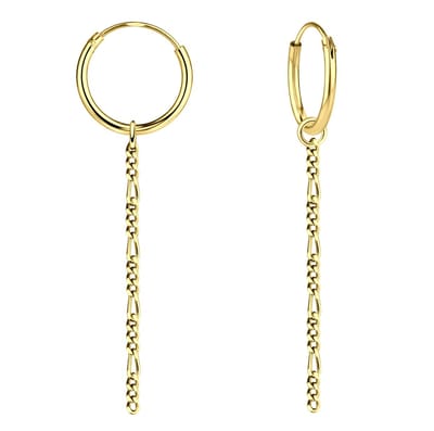 Joy|S - Zilveren oorbellen - oorringen met figaro schakel hanger - gold plated
