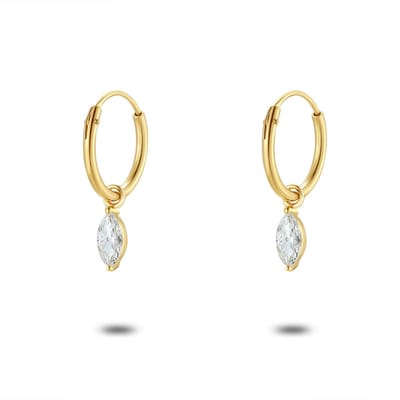 Twice As Nice Oorbellen in 18kt verguld zilver, ellips, zirkonia