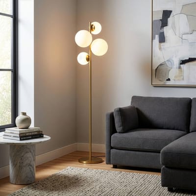 Opviq Vloerlamp Fazli, goud, glas/metaal, hoogte 162 cm, E14