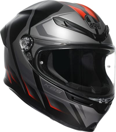 AGV K6 S Karve Matt Black/Grey/Red - Maat S - Integraal helm - Scooter helm - Motorhelm - Zwart - Scooterhelmen mannen en vrouwen.