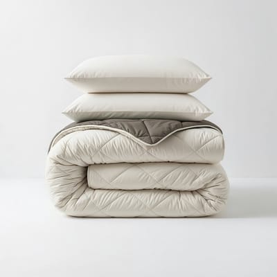 Sleeptime 2 in 1 Diamant Dekbed - Dekbed zonder Overtrek Inclusief Kussenslopen - 200x200 - Creme/Kaki