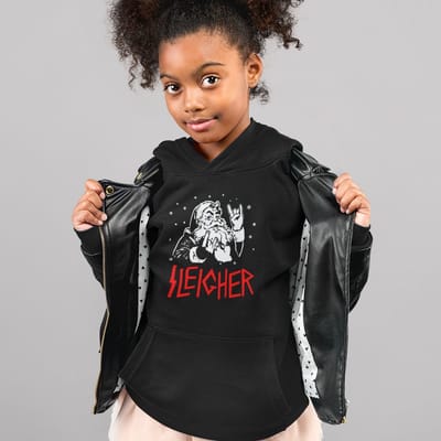 Foute Kerst Hoodie Zwart Kind - Sleigher Kerstman Premium (3-4 jaar - MAAT 98/104) - Kerstkleding voor jongens & meisjes