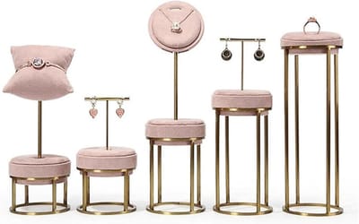 Sieradenstandaard 5-delig - Juwelier display - Sieraden organiseren - Zachte microvezel - Niet gespecificeerd - Roze
