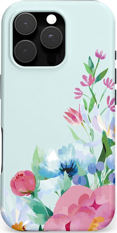 Casetastic hoesje geschikt voor Apple iPhone 16 Pro - MagSafe - Dubbellaagse bescherming - Dagdroom in bloei - Fashion Case - Lichtgrijs Lichtroze