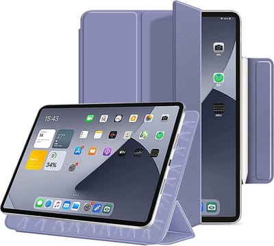 geschikt voor iPad Air 11 inch Hoes Magnetisch | Folio Case Magnetische bevestiging | Auto wake/sleep | Ingebouwde standaard | Apple Pencil direct charge | geschikt voor iPad Air 11 inch 2024 lavender grey