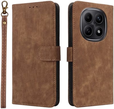 Hoesje geschikt voor Xiaomi Redmi Note 15 4G/5G / Xiaomi Poco M8 - Phonesta Vintage Skin Book Wallet Case met afneembaar koord - Bruin