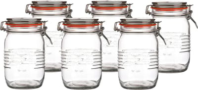 Urban Living Weckpot/inmaakpot - 6x - 1L - glas - met beugelsluiting - D14 x H17 cm