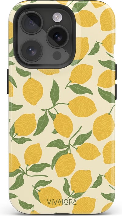 VivaLora Tough Telefoonhoesje iPhone 13 Pro met MagSafe - Lemon Crush Print - 2-in-1 Phone Case - Hard Case & Siliconen Back - Citroenen Dessin - Extra Bescherming - Shockproof - Citroenen Dessin - Geel/Groen