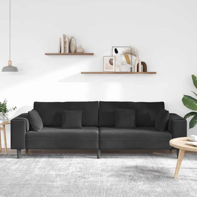 vidaXL - Bank - Zwart - 250 - x - 77 - x - 76 - cm - Fluweel