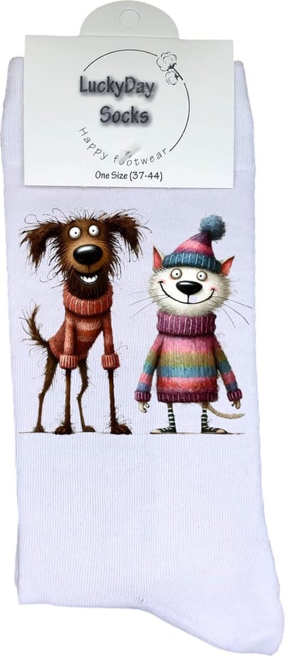 Poesje - Trui - Opkikker - Grappige sokken - Valentijn cadeau - Verjaardag cadeau - Sint cadeau - Leuke sokken - Vrolijke sokken - Cadeautje - Grappig cadeau - Hond - Kerstcadeau - Vaderdag - Moederdag - Socks maken Happy - Maat 37-44