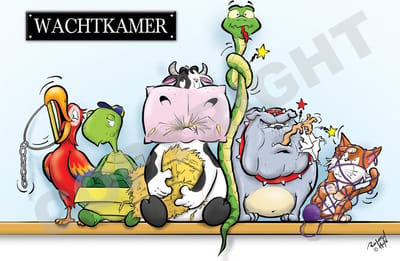 Afspraakkaart Dierenarts - Cartoon 'Wachtkamer' - 50 stuks