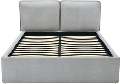 Vente-unique Bed met opbergruimte stof lichtgrijs 160 x 200 cm