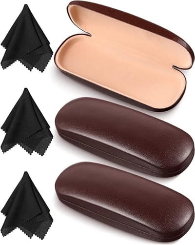 3 stuks Brillenkoker - Brillendoos - Stijlvolle brillenkoker - Brillenetui - Brillenhoes - Hard Case - Krasbestendige - Harde Schaal - Draagbaar - 160*60*38mm - Bruin - brillendoos dames heren