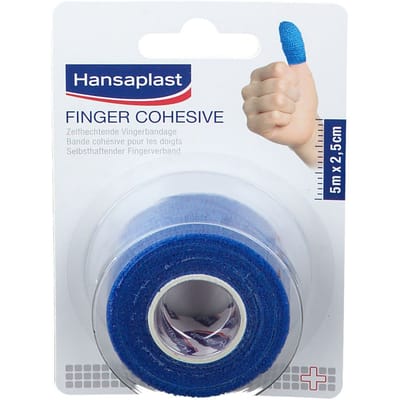 Hansaplast Finger Cohesive Zelfhechtende Vinger Bandage - Vingerbeschermer - Vinger Verband - Vingercondoom - 2.5cm x 5m - Blauw