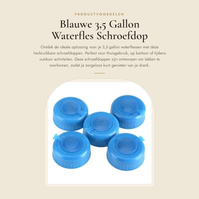 Dailygoods- Waterfles 5 stuks - Schroefdop - Herbruikbare vervanging - Antispatdeksel - Kunststof - Diameter 5,5 cm - Gallonfles