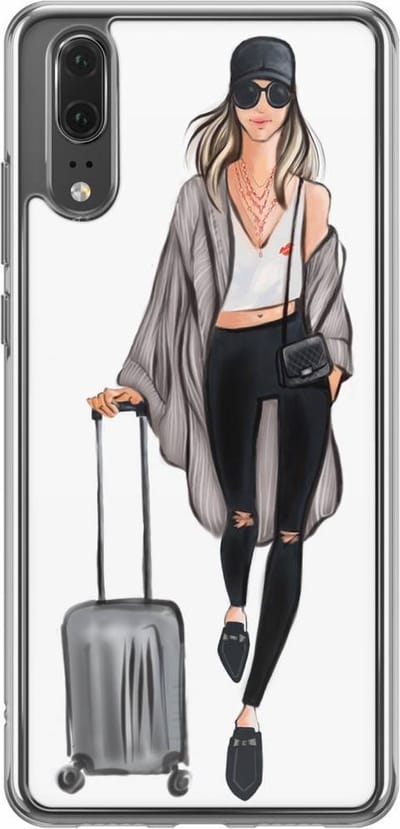 Casimoda® hoesje - Geschikt voor Huawei P20 - Travel Girl - Siliconen/TPU - Soft Case - Multi - Geen opdruk