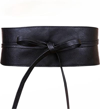 Luxe Wikkelriem - Dames Riem met Strik - Tailleriem Vrouwen - Mode Accessoires - Lederlook - Zwart